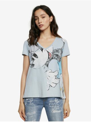 Světle modré dámské tričko s motivem Desigual TS Minnie
