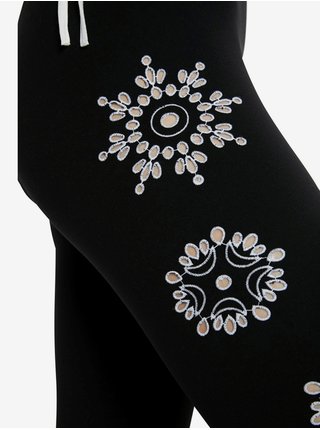 Desigual čierne legíny Legging Mandala Swiss Embro