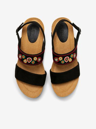 Černé sandály na klínku Desigual Shoes Leo Beads