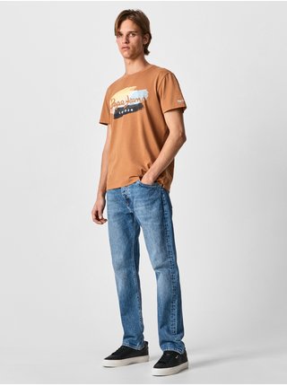 Hnědé pánské tričko Pepe Jeans Aegir