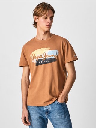 Hnedé pánske tričko Pepe Jeans Aegir