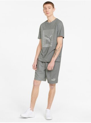 Šedé pánské tričko s potiskem Puma Cat