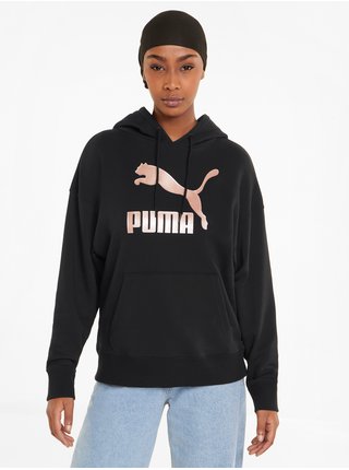 Černá dámská vzorovaná mikina s kapucí Puma 