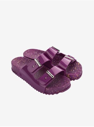Tmavě fialové dámské pantofle na platformě Zaxy