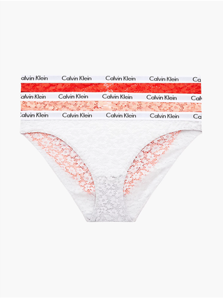 Sada tří krajkových kalhotek v červené, růžové a bílé barvě Calvin Klein Underwear