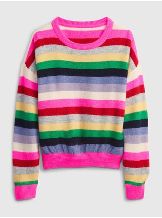 Šedý holčičí svetr barevně pruhovaný GAP