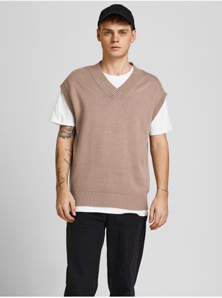 Hnědá svetrová vesta Jack & Jones Neo