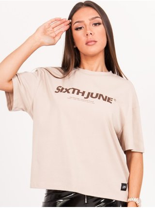 Světle hnědé dámské tričko  June Sixth Sand T-Shirt Printed
