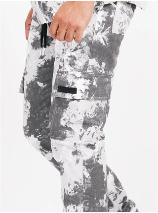 Bílo-šedé batikované pánské kalhoty PANTS CARGO MOUNTAIN