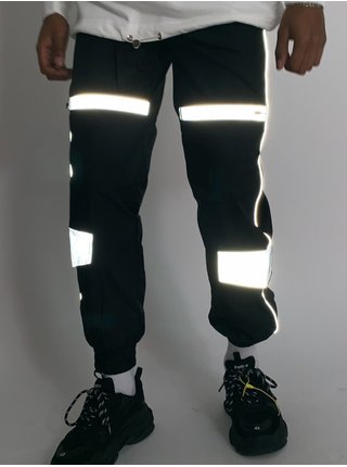 Černé pánské reflexní kalhoty REFLECTIVE WITH JOGGING BLACK JUNE SIXTH