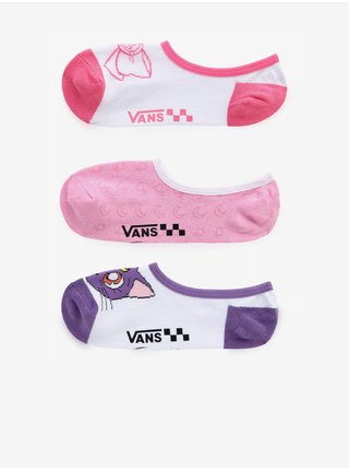 Sada troch dámskych vzorovaných členkových ponožiek vo fialovej, ružovej a bielej farbe VANS Canoodles