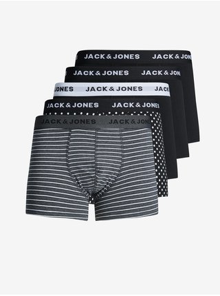 Sada pěti boxerek v šedé a černé barvě Jack & Jones Birger