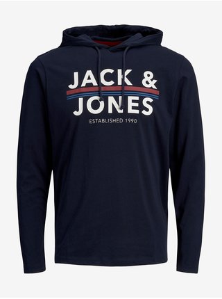 Tmavě modré tričko s kapucí Jack & Jones Ron