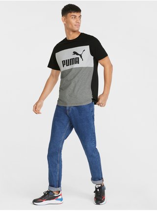 Šedo-čierne pánske vzorované tričko Puma Essentials