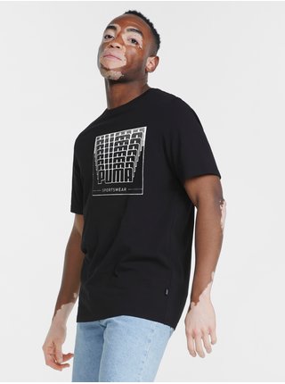 Čierne pánske tričko s potlačou Puma Wording Graphic