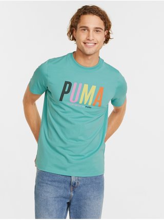Tyrkysové pánské tričko s potiskem Puma Graphic