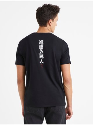 Černé pánské tričko s potiskem Celio Attack on Titan 