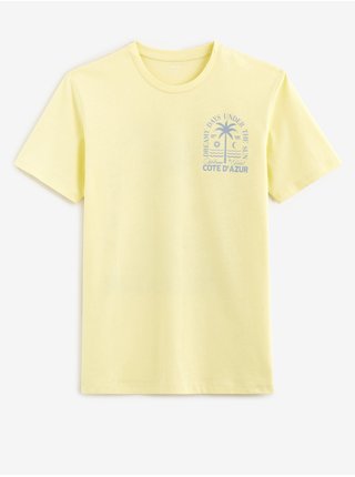Žluté pánské tričko s potiskem Celio Ateazur 