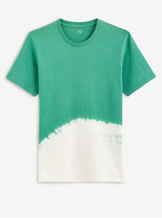 Bílo-zelené pánské vzorované tričko Celio Atedip 