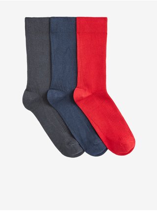 Dárková sada tří párů ponožek v černé, modré a červené barvě Celio 