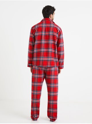 Červené pánské kostkované pyžamo Celio 