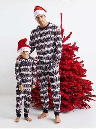 Červeno-bílé pánské vánoční pyžamo Celio 