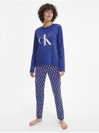 Modré dámske vzorované pyžamo Calvin Klein Underwear