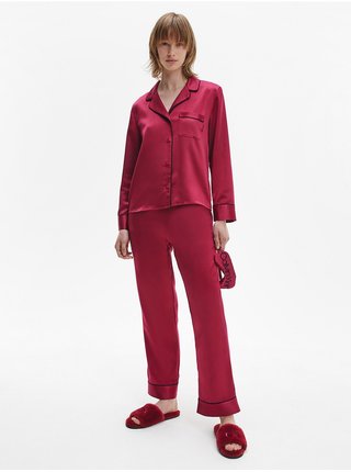 Vínové dámské saténové pyžamo Calvin Klein Underwear