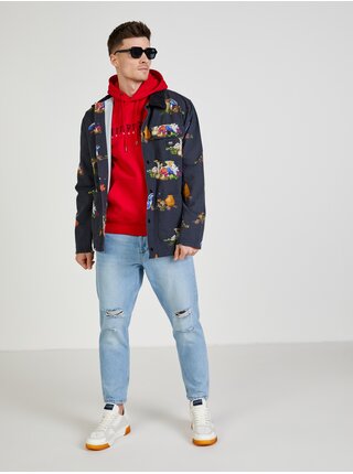 Červená pánska vzorovaná mikina s kapucou Tommy Hilfiger