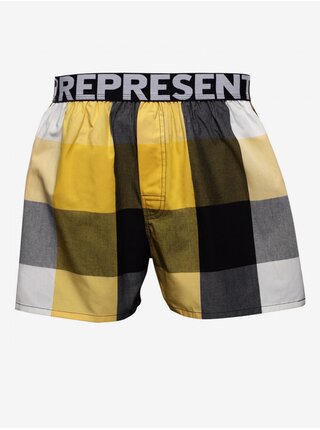 Černo-žluté pánské kostkované trenýrky Represent Mikebox 21261