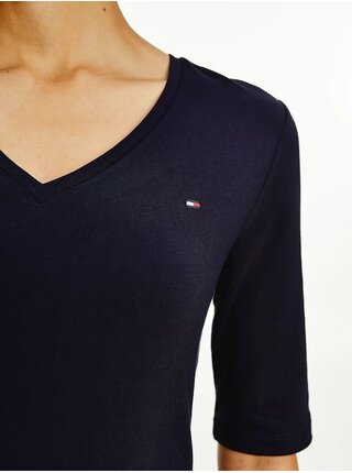 Tmavě modré dámské basic tričko Tommy Hilfiger