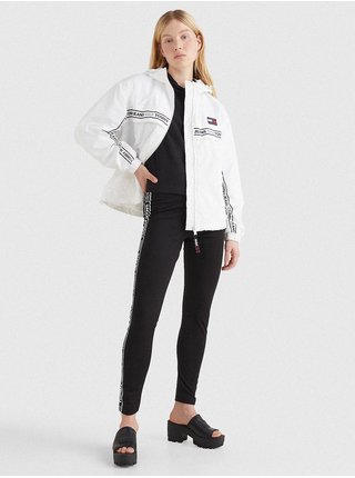 Biela dámska vzorovaná ľahká bunda s kapucou Tommy Jeans Chicago