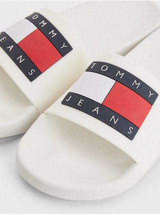 Bílé dámské vzorované pantofle Tommy Jeans