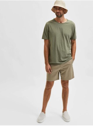 Zelené pruhované basic tričko Selected Homme Morgan