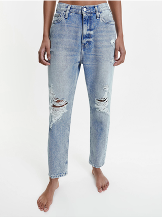 Světle modré dámské mom fit džíny s potrhaným efektem Calvin Klein Mom Jeans
