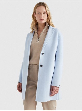 Světle modrý dámský vlněný kabát Tommy Hilfiger
