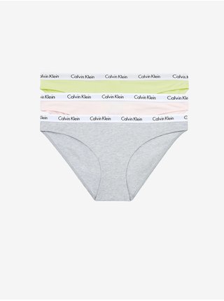 Sada tří kalhotek v šedé, růžové a zelené barvě Calvin Klein