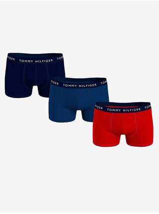 Sada troch pánskych boxeriek v červenej a modrej farbe Tommy Hilfiger