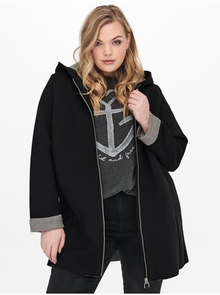Čierny krátky kabát s kapucou ONLY CARMAKOMA Lena