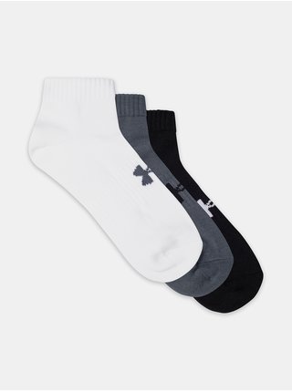 Sada tří unisex ponožek v bílé šedé a černé barvě Under Armour UA Core Low Cut.