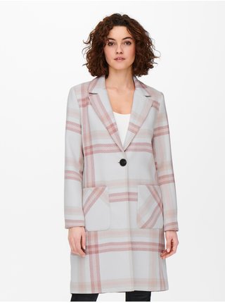 Krémovo-ružový vzorovaný kabát ONLY Annalina