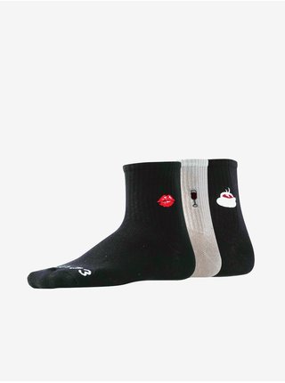 Sada tří párů dámských ponožek v černé a bílé barvě SAM 73 Nasazo