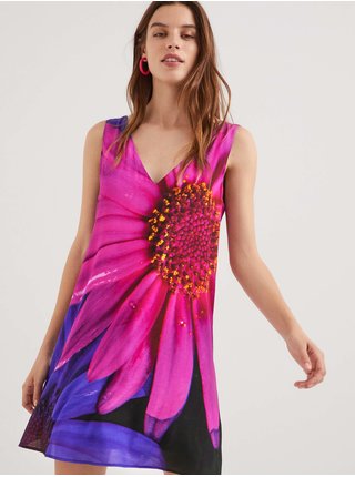 Fialovo-růžové dámské květované šaty Desigual Lolo