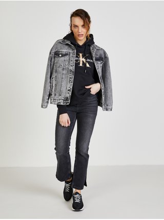Černá dámská vzorovaná mikina s kapucí Calvin Klein Jeans
