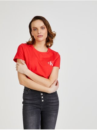 Sada dvoch dámskych tričiek v červenej a bielej farbe Calvin Klein