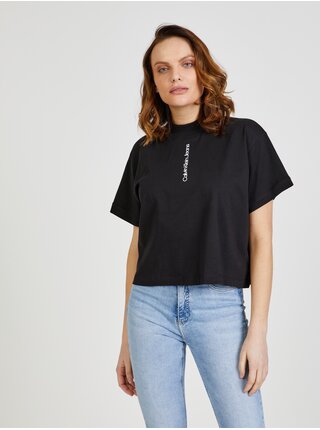 Čierne dámske vzorované tričko Calvin Klein