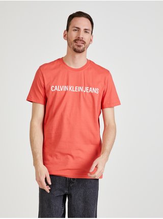 Korálové pánské tričko s potiskem Calvin Klein Jeans
