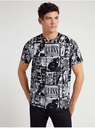 Černo pánské vzorované tričko Guess