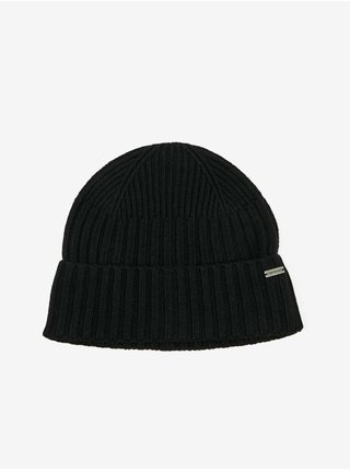 Černá pánská žebrovaná zimní čepice Tom Tailor