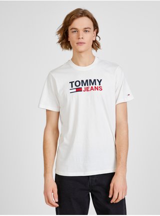 Biele pánske tričko s potlačou Tommy Jeans